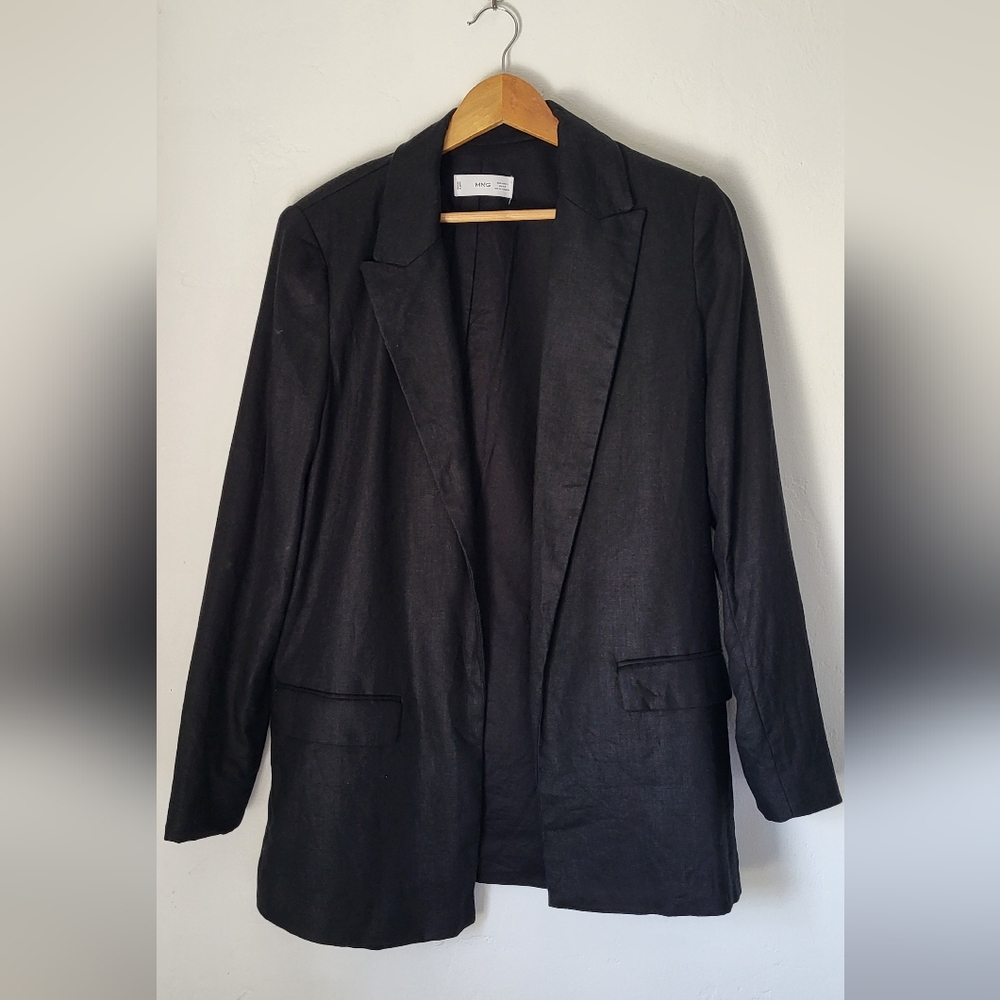 Mango Black linen Blazer